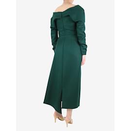 Autre Marque-Dunkelgrünes schulterfreies Kleid – Größe UK 8-Grün