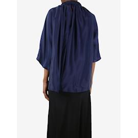 Roksanda-Dark blue silk round-neck top - size UK 8-Blue