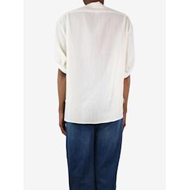 Saint Laurent-Cream metallic stripe blouse - size UK 6-Cream