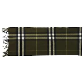 Burberry-Green checkered frilled scarf-Green