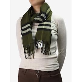 Burberry-Green checkered frilled scarf-Green