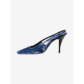 Saint Laurent-Sapatos slingback de veludo azul - tamanho UE 39-Azul