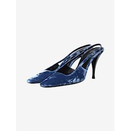Saint Laurent-Sapatos slingback de veludo azul - tamanho UE 39-Azul