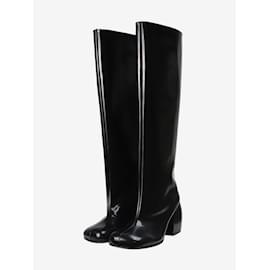 Dries Van Noten-Black knee high leather boots - size EU 39-Black