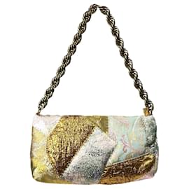 Dries Van Noten Bolsa de ombro em lurex com patchwork multicolor Multicor