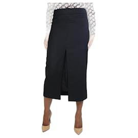 Dries Van Noten-Black slit skirt - size UK 12-Black