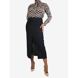 Dries Van Noten-Black slit skirt - size UK 12-Black