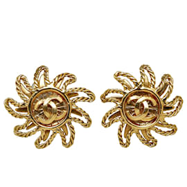 Chanel-Boucles d'oreilles à clip CC Sun dorées Chanel-Doré