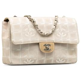 Chanel-Chanel Brown Medium New Travel Line Classic Flap Single-Brown,Beige