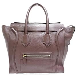 Céline-Mini Leather Luggage Tote Bag 165213-Brown