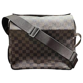 Louis Vuitton-Louis Vuitton Damier Ebene Naviglio Bolsa de Ombro em Lona N45255 em boa condição-Marrom