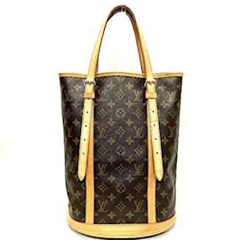 Louis Vuitton-Louis Vuitton Monograma Balde GM Sacola de lona M42236 em boa condição-Marrom