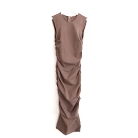 Dolce & Gabbana-Dolce & Gabbana brown ruched sleeveless dress-Brown