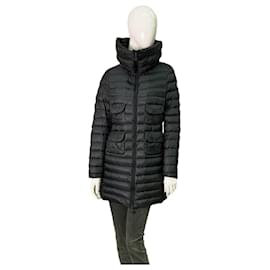 Moncler-Moncler Zeia Giubbotto Black Quilted Puffer Down long Jacket Coat Size 2-Black