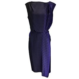 Autre Marque-Dries Van Noten Purple Ombre Effect Checkered Silk Dress-Purple