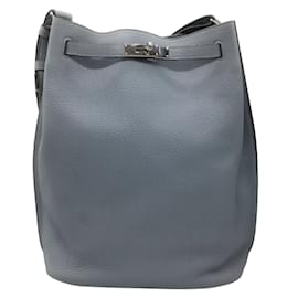 Autre Marque-Hermes Light Blue 2013 Clemence Leather So Kelly 26 handbag-Blue