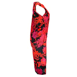 Autre Marque-Dries van Noten Rouge / Robe midi noire en coton imprimé multi-fleurs-Multicolore