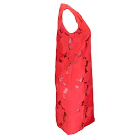 Autre Marque-Loring Vestido de algodão sem mangas com detalhe vermelho recortado-Vermelho