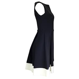 Autre Marque-Chiara Boni La Petite Robe Schwarz / Elfenbeinfarbenes, ärmelloses Kleid aus Nylon mit U-Boot-Ausschnitt-Schwarz
