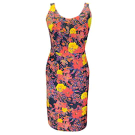 Autre Marque-ERDEM Navy Blue / Red Multi Floral Printed Sleeveless Cotton Dress-Multiple colors