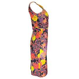 Autre Marque-ERDEM Navy Blue / Red Multi Floral Printed Sleeveless Cotton Dress-Multiple colors
