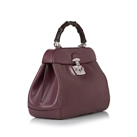 Gucci-Purple Gucci Bamboo Lady Lock Leather Handbag-Purple