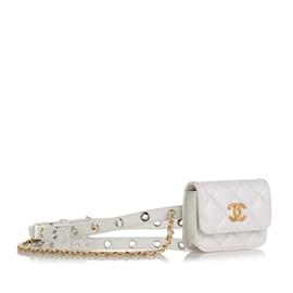 Chanel-White Chanel Punk Chain Leather Belt Bag-White