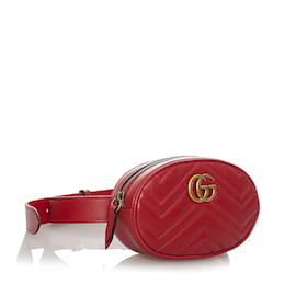 Gucci-Red Gucci GG Marmont Matelasse Leather Belt Bag-Red