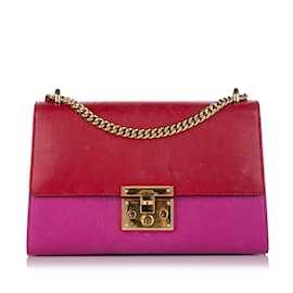 Gucci-Red Gucci Small Padlock Leather Crossbody Bag-Red