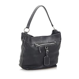 Prada-Black Prada Leather Shoulder Bag-Black