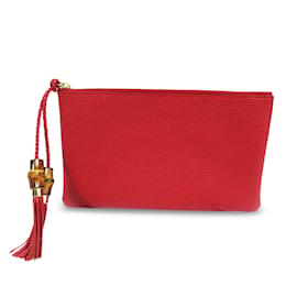 Gucci-Red Gucci Bamboo Tassel Clutch Bag-Red