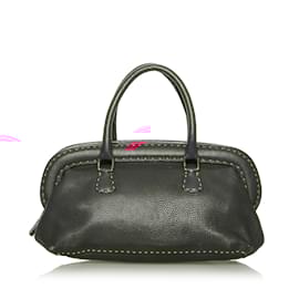 Fendi-Sac à main en cuir Fendi Selleria rose-Rose