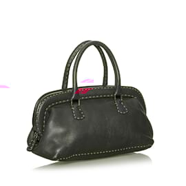 Fendi-Sac à main en cuir Fendi Selleria rose-Rose