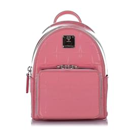 MCM-Pink MCM Patent Leather Backpack-Pink