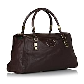 Chloé-Brown Chloe Victoria Leather Handbag-Brown