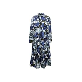 Prada-Blue & White Prada Rose Print Maxi Dress Size IT 44-Blue