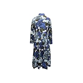 Prada-Robe longue bleue et blanche Prada Rose Print Taille IT 44-Bleu