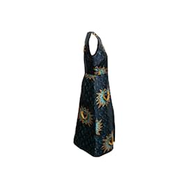 Fendi-Robe sans manches Fendi Jacquard Heart bleu marine et moutarde taille IT 46-Bleu Marine