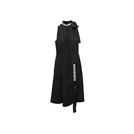 Prada-Schwarzer Prada 2018 Kleid mit Kristallverzierung, Größe US M/l-Schwarz