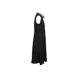 Prada-Prada Negra 2018 Vestido Enfeitado com Cristal Tamanho EUA M/eu-Preto