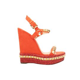 Orange Christian Louboutin Sandales compensées cloutées Taille 39 Orange