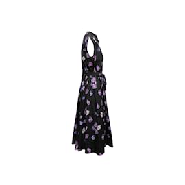 Prada-Schwarz-lila Prada-Kleid mit Pansy-Print, Größe IT 46-Schwarz