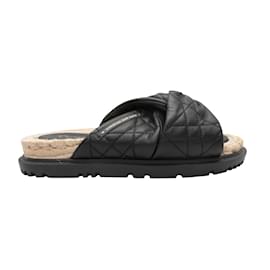 Christian Dior-Black Christian Dior Cannage D-Twist Espadrille Sandals Size 39.5-Black