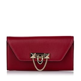 Valentino-Portefeuille long en cuir rouge Valentino-Rouge