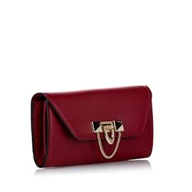 Valentino-Red Valentino Leather Long Wallet-Red