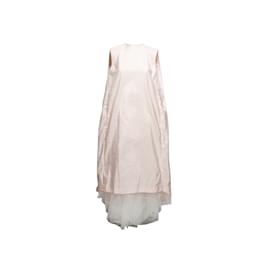 Thom Browne-Hellrosa und weißes ärmelloses Thom Browne Seiden-Seersucker-Kleid, Größe EU 44-Pink