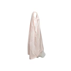 Thom Browne-Hellrosa und weißes ärmelloses Thom Browne Seiden-Seersucker-Kleid, Größe EU 44-Pink