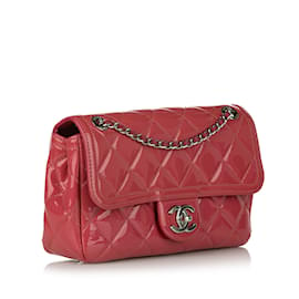 Chanel-Red Chanel Small Coco Shine Patent Leather Flap Bag-Red