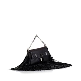 Fendi-Bolso satchel baguette con flecos y micromonstruo Fendi negro-Negro