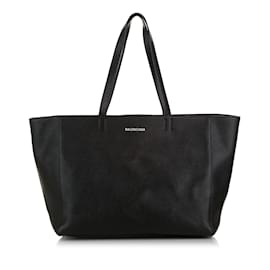 Balenciaga-Black Balenciaga Everyday East West Leather Tote Bag-Black